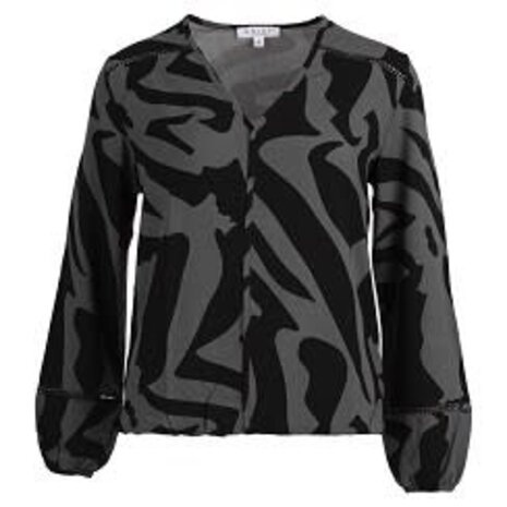 Enjoy Blouson v-hals mono print 155539 Enjoy Blouson v-hals mono print 155539