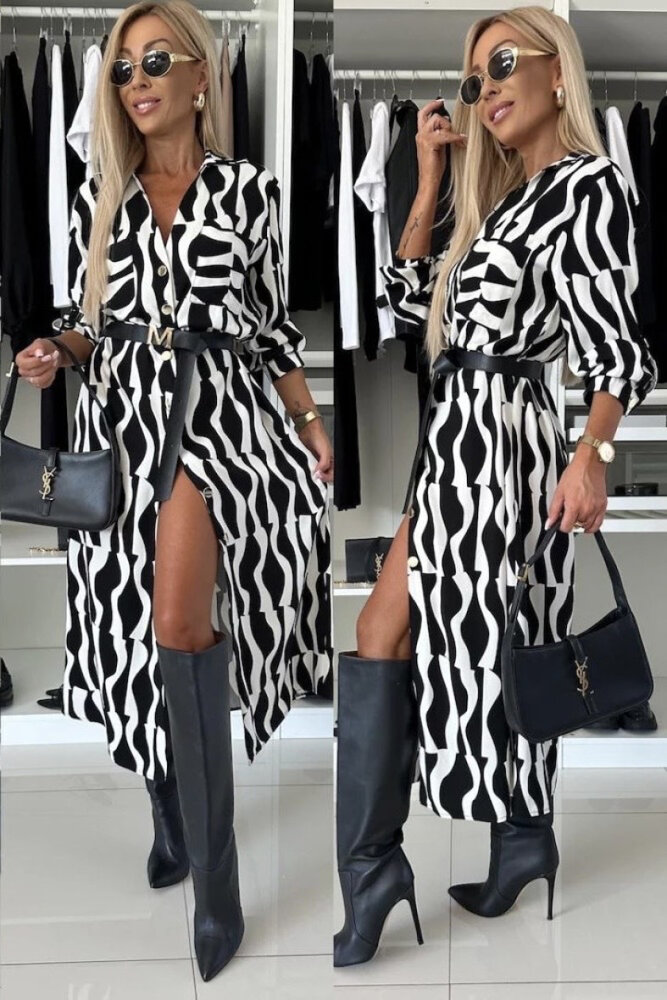 NC Jurk doorknoop met riem A2001 NC Jurk doorknoop met riem A2001