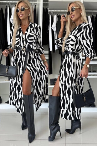 NC Jurk doorknoop met riem A2001 NC Jurk doorknoop met riem A2001