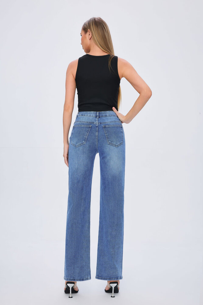 Hello Miss Wide leg denim steentjes front 836 Hello Miss Wide leg denim steentjes front 836