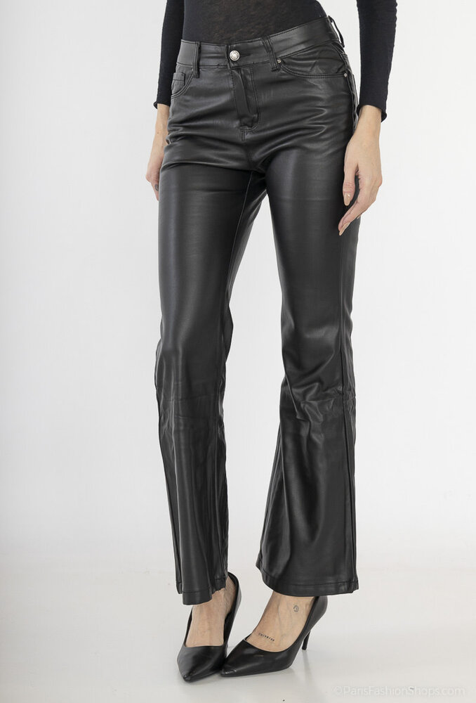 PU lederen flare broek 2404