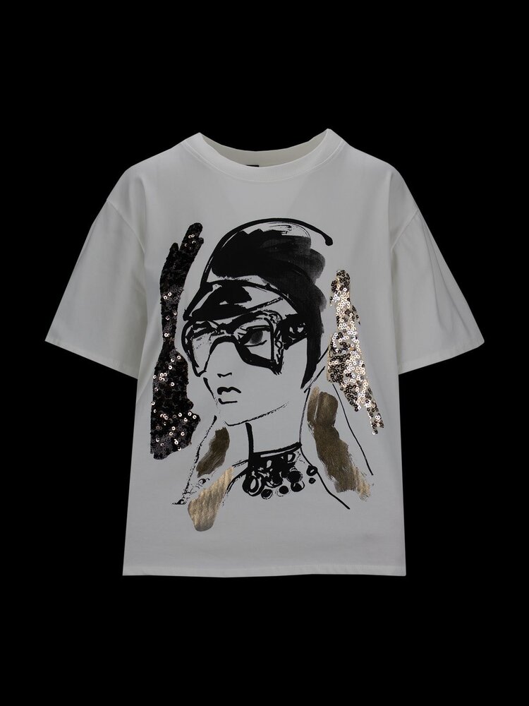 Iz Naiz T-Shirt rh opdruk pailletten 3876 Iz Naiz T-Shirt rh opdruk pailletten 3876