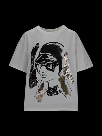 Iz Naiz T-Shirt rh opdruk pailletten 3876 Iz Naiz T-Shirt rh opdruk pailletten 3876