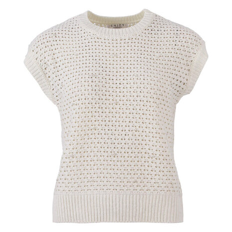 Enjoy Gilet grof gebreid met parel 421024