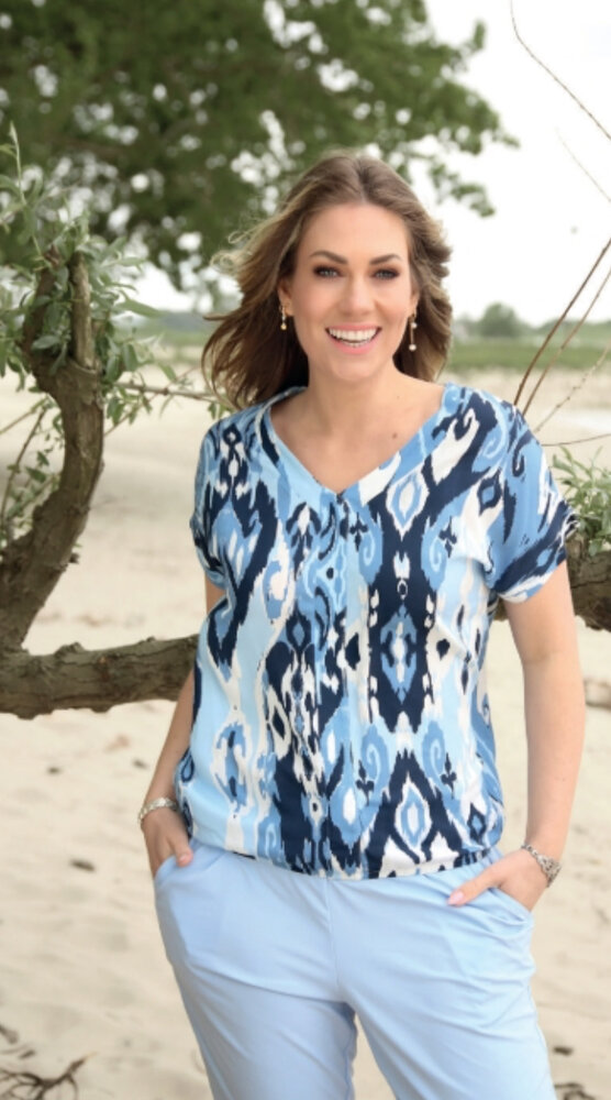 Enjoy Blouson v-hals allover print 156417 Enjoy Blouson v-hals allover print 156417