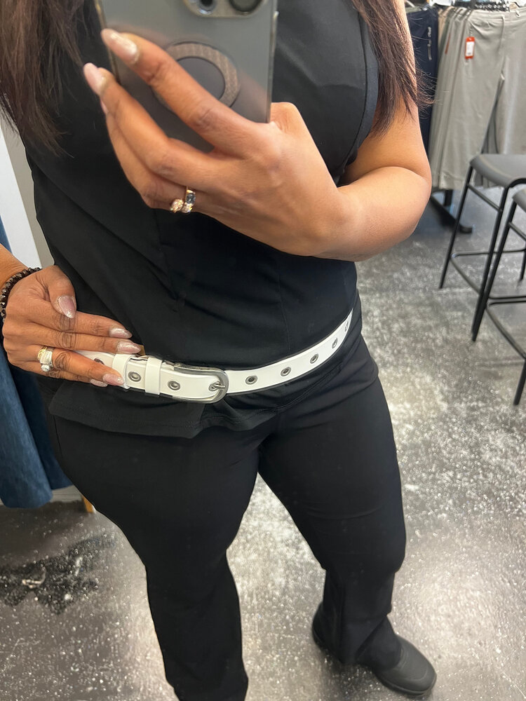 Lederen riem allover hole 3043