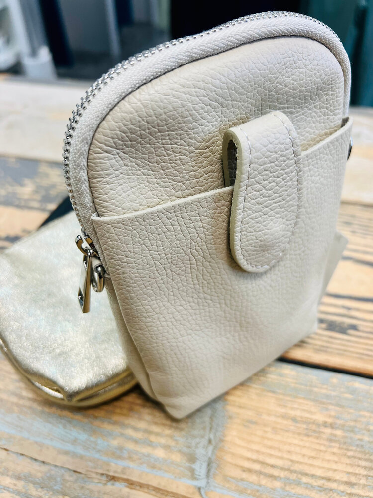 Phone bag 3 vaks echt leder Pada