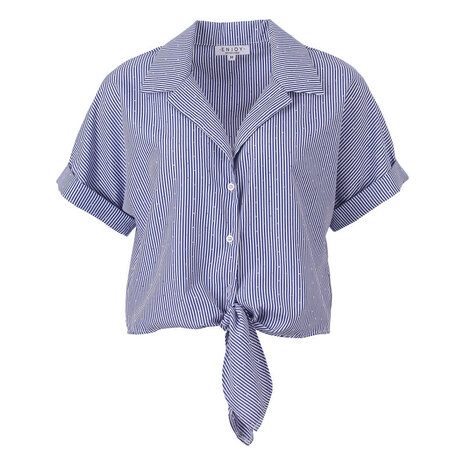 Enjoy Blouse strepen strass knoop 127119 Enjoy Blouse strepen strass knoop 127119