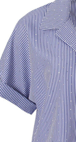 Enjoy Blouse strepen strass knoop 127119 Enjoy Blouse strepen strass knoop 127119