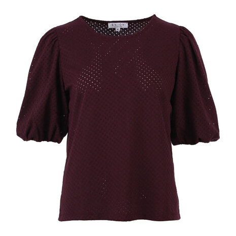 Enjoy Top jacquard korte pofmouw 183289 Enjoy Top jacquard korte pofmouw 183289