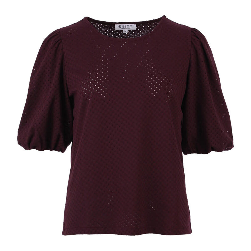 Enjoy Top jacquard korte pofmouw 183289 Enjoy Top jacquard korte pofmouw 183289