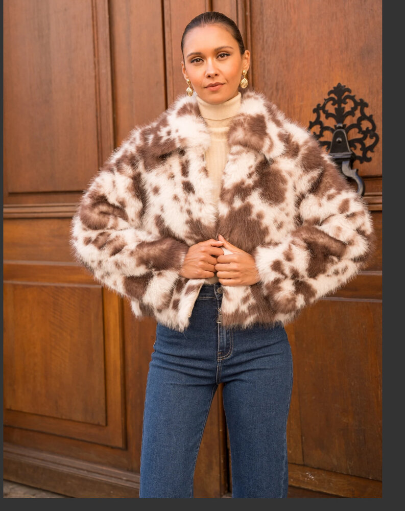 Super Mode Fur Jas Cow print F077