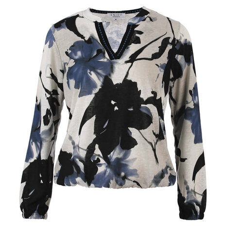 Enjoy Blouson lm v-hals tape aop 151675 Enjoy Blouson lm v-hals tape aop 151675