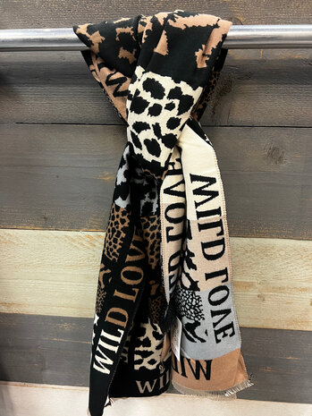 Sjaal dierenprint tekst 2902 Sjaal dierenprint tekst 2902