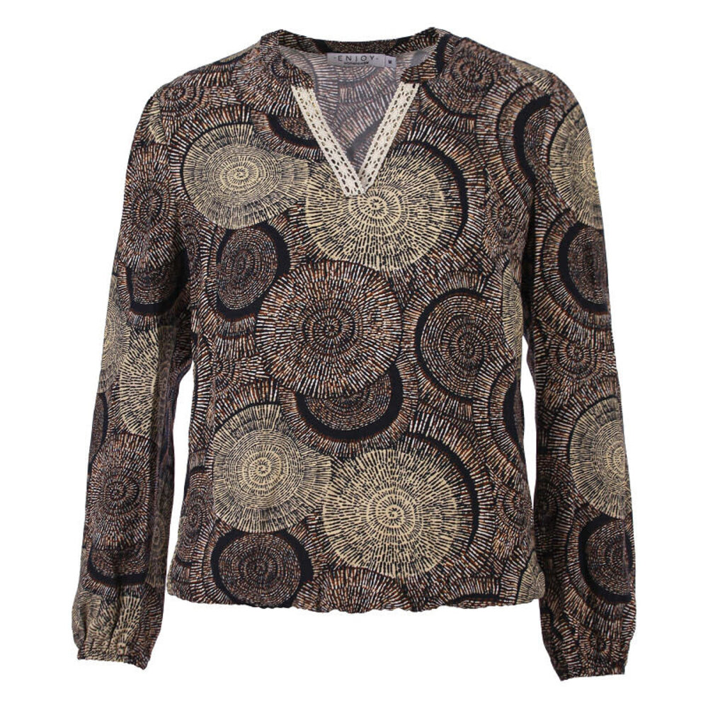 Enjoy Blouse v-hals tape aop 882750 Enjoy Blouse v-hals tape aop 882750