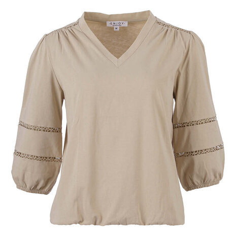 Enjoy Blouson v-hals crochet tape 183427