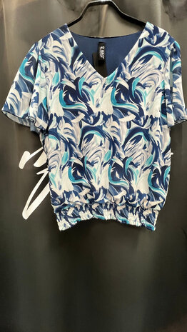 Iz Naiz Blouson v-hals wave blue 25670