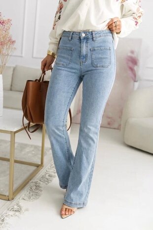 Estee Brown Denim flared pached pocket 2377
