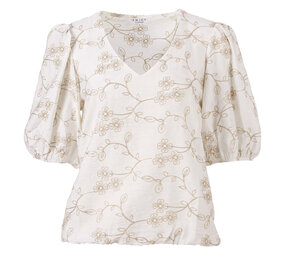 Enjoy Blouson v-hals korte pofmouw 127637
