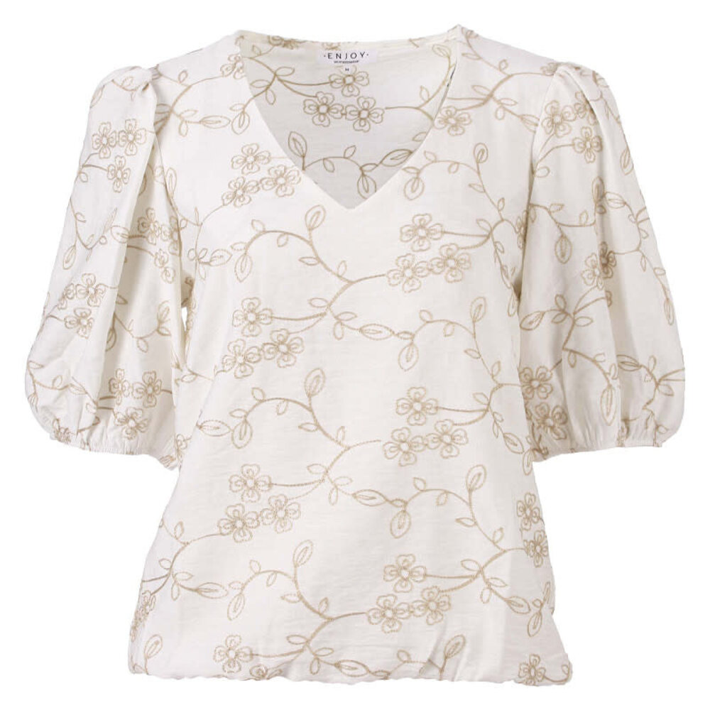 Enjoy Blouson v-hals korte pofmouw 127637