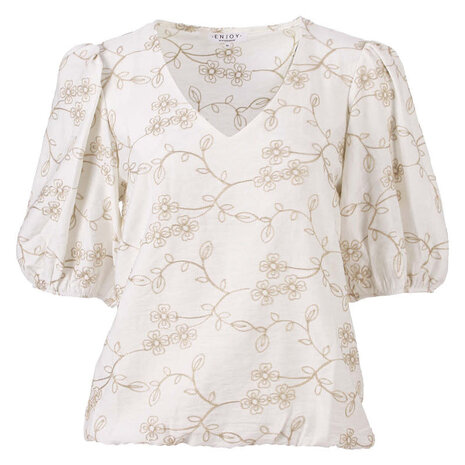 Enjoy Blouson v-hals korte pofmouw 127637