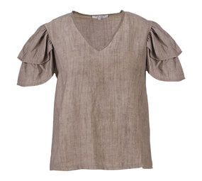 Enjoy Top v-hals korte frill mouw 127667
