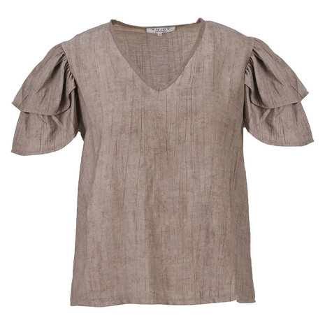 Enjoy Top v-hals korte frill mouw 127667