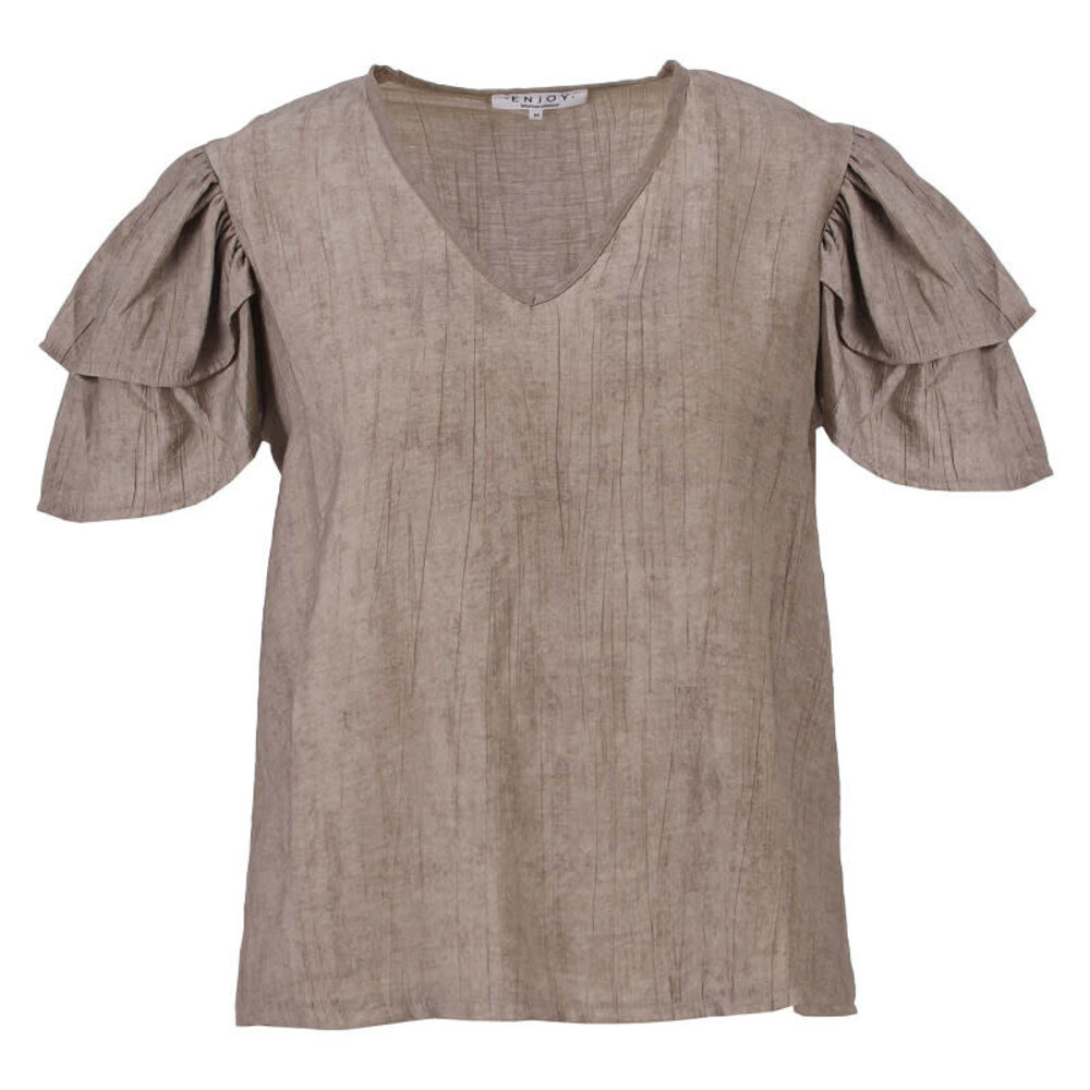 Enjoy Top v-hals korte frill mouw 127667