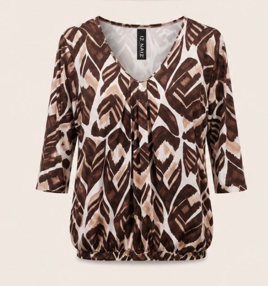 Iz Naiz Blouson print v-hals 3418 Iz Naiz Blouson print v-hals 3418
