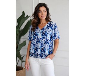 Iz Naiz Blouson v-hals wave blue 25670 Iz Naiz Blouson v-hals wave blue 25670