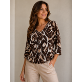 Iz Naiz Blouson print v-hals 3418 Iz Naiz Blouson print v-hals 3418