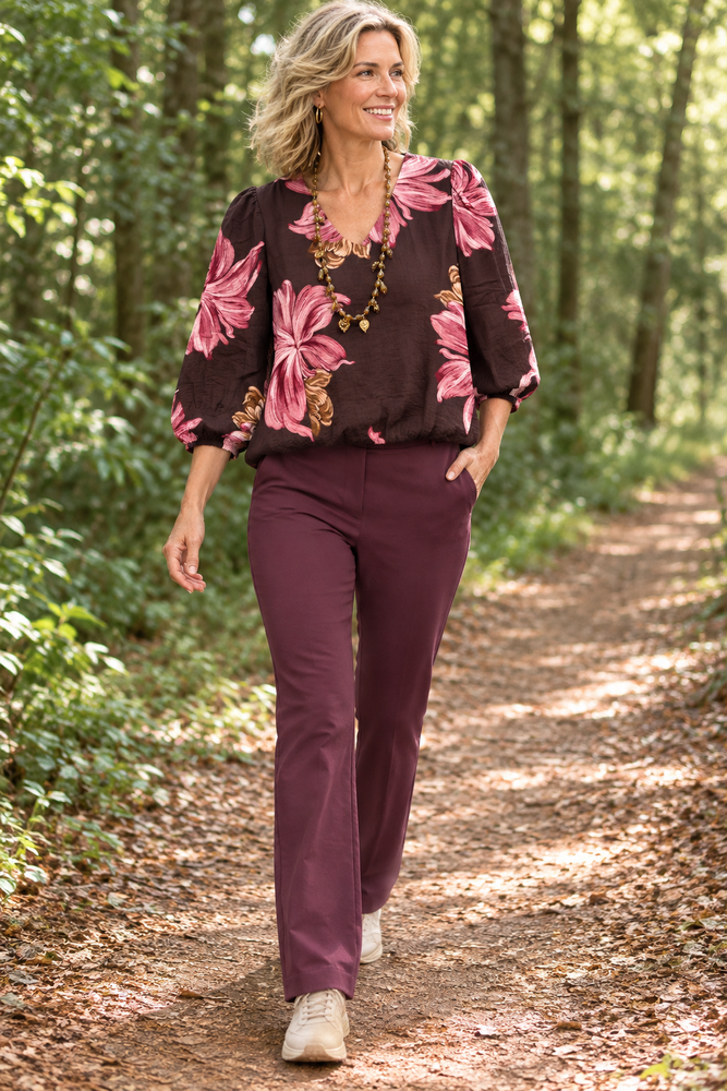 Enjoy Blouson v-hals bloemprint 127689 Enjoy Blouson v-hals bloemprint 127689