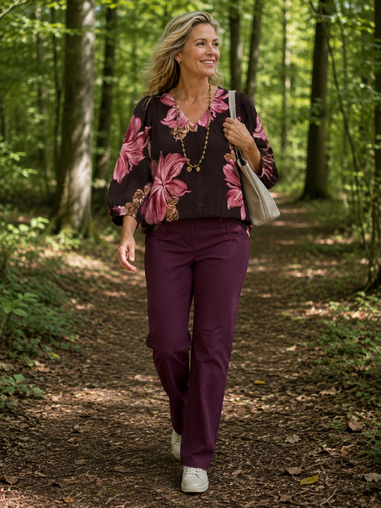 Enjoy Blouson v-hals bloemprint 127689 Enjoy Blouson v-hals bloemprint 127689