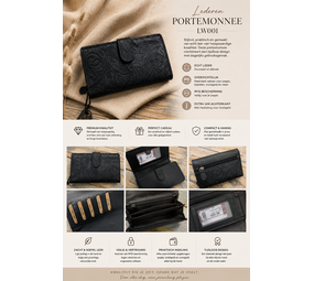 Portemonnee print echt leder LW001