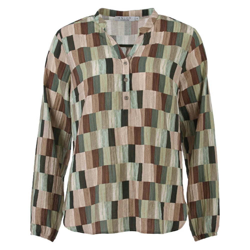 Enjoy Blouse lm blokjes print 886152