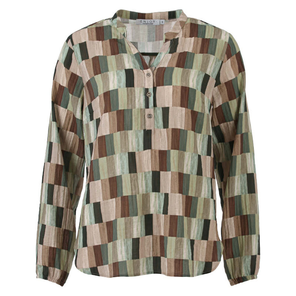 Enjoy Blouse lm blokjes print 886152