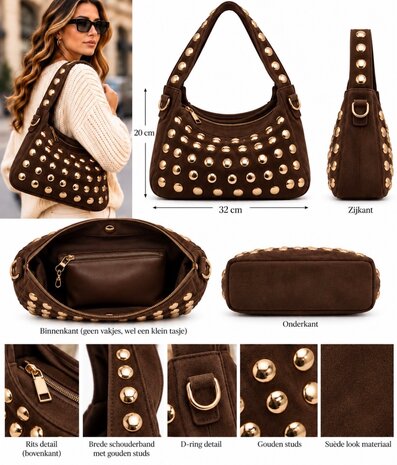 Moda Fashion bag suedine studs 1729