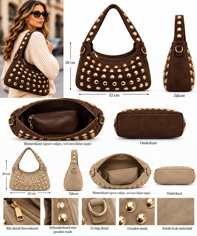 Moda Fashion bag suedine studs 1729