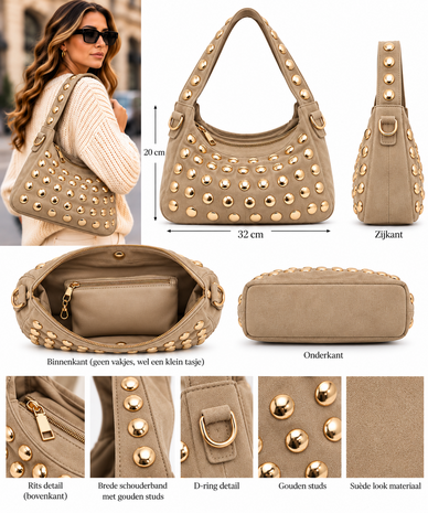 Moda Fashion bag suedine studs 1729