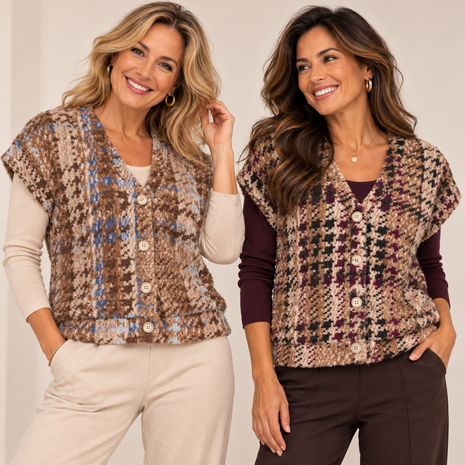 Enjoy Gilet fluffy ruit print 183638
