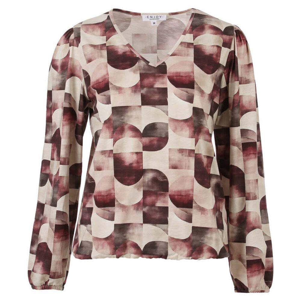 Enjoy Blouson v-hals grafische print 183619 Enjoy Blouson v-hals grafische print 183619