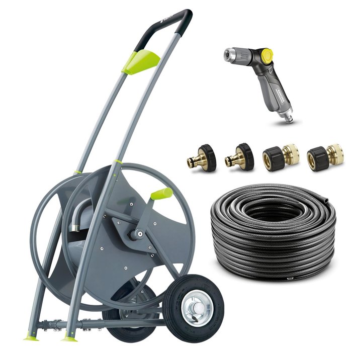 GEKA® GEKA plus Schlauchwagen P40 inkl. Messing-Schlauchkupplungen, Wasserschlauch 50m, Spritzpistole