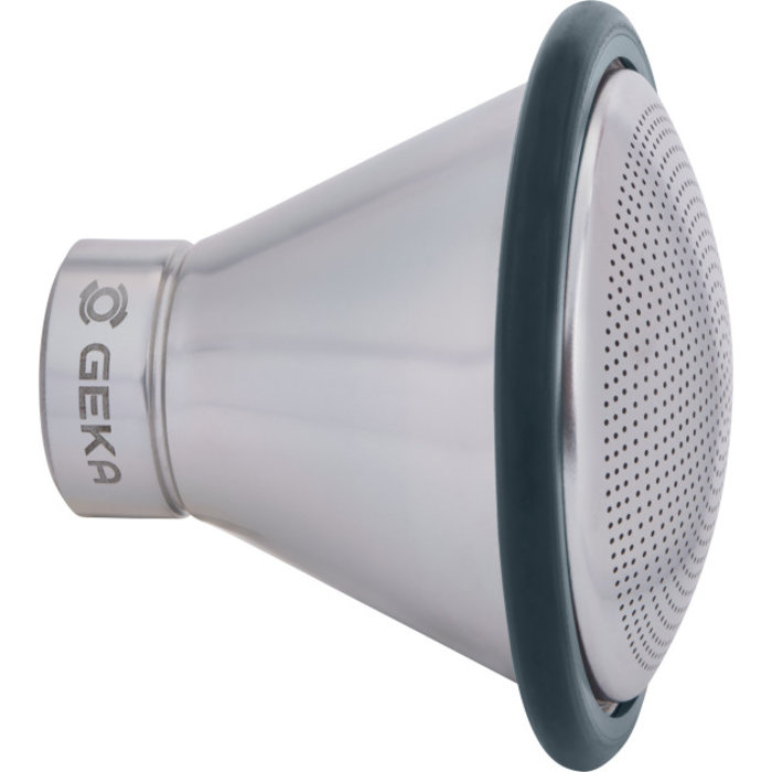 GEKA® GEKA plus-Brausekopf "soft rain L" kon.0,7mm-Bo. 72mm-Platin.LM,100SR Karte