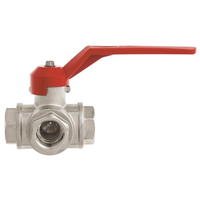 GEKA® Dreiwege-Kugelhahn "Form L" 3 x IG G 1/4" MS Ni