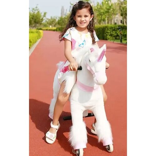Pony Ride Licorne cheval a roulettes enfants rose Medium