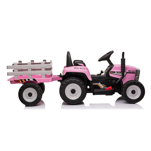 Tracteur électrique pour enfants avec remorque 12V Rose Tracteur électrique pour enfants avec remorque 12V Rose