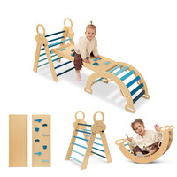 FINOOS Structure d’escalade - Triangle d’escalade - Arche d’escalade - Toboggan - Montessori - Jouets en bois - Bleu