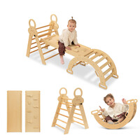 FINOOS Structure d’escalade - Triangle d’escalade - Arche d’escalade - Toboggan - Montessori - Jouets en bois - Naturel