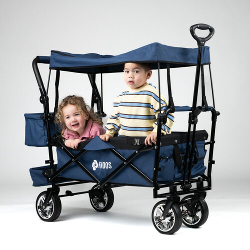 FINOOS - Chariot pliable avec toit et accessoires - Bleu FINOOS - Chariot pliable avec toit et accessoires - Bleu