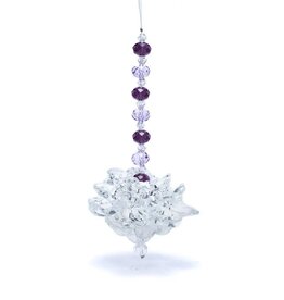 Terra Vita Sphère de Cristal Feng Shui Lotus | Avec Chaîne Violette